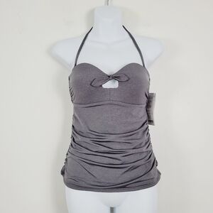 Athleta Aqualuxe Knot Gun‎ Metal Gray Tankini Top